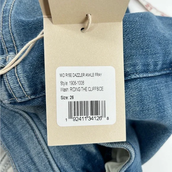 NWT $238 MOTHER Mid Rise Dazzler Ankle Fray Riding The Cliffside - Picture 7 of 9